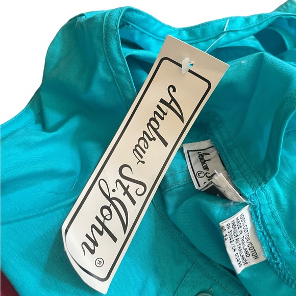 Deadstock NEW Andrea St John Vintage 90s Turquoise Utility Kidcore Cargo Romper - Picture 7 of 7